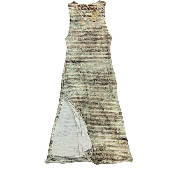 Chelsea & Violet Earthy y2k Metallic Knit Sleeveless Dress - Picture 1 of 12